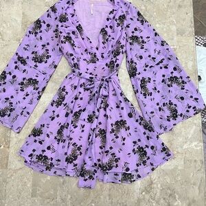 Free People Purple Floral Asymmetrical Dress